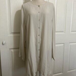 Eileen Fisher, The Long Shirt Silk Georgette Crepe  Beige